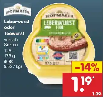 Netto Marken-Discount Leberwurst oder Teewurst Angebot