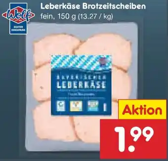 Netto Marken-Discount Wolf Leberkäse Brotzeitscheiben Angebot