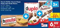 Netto Marken-Discount Hanuta Waffel, Hanuta Riegel, Duplo oder Kinder Bueno Angebot