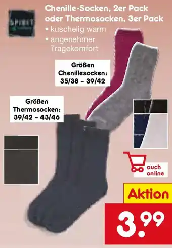 Netto Marken-Discount Chenille-Socken, 2er Pack oder Thermosocken, 3er Pack Angebot