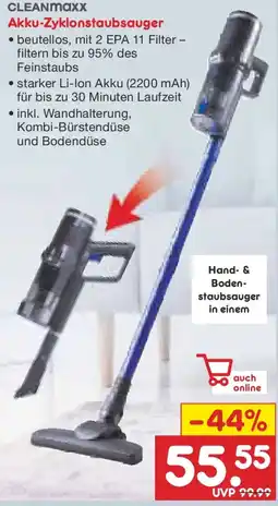 Netto Marken-Discount CLEANmaxx Akku-Zyklonstaubsauger Angebot