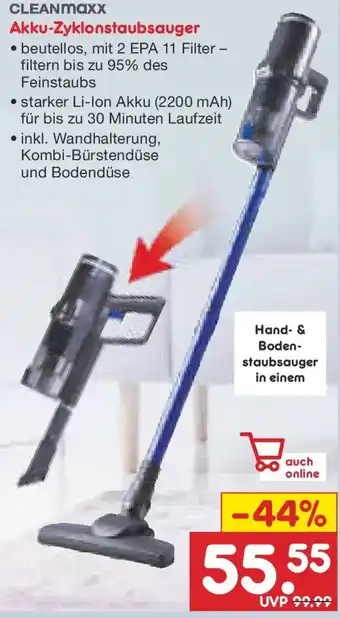 Netto Marken-Discount CLEANmaxx Akku-Zyklonstaubsauger Angebot