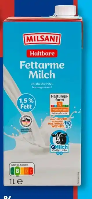 Aldi Süd Milsani Haltbare fettarme Milch Angebot
