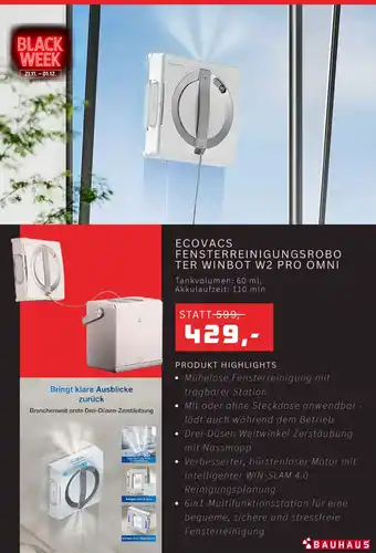 Bauhaus ECOVACS FENSTERREINIGUNGSROBO TER WINBOT W2 PRO OMNI Angebot