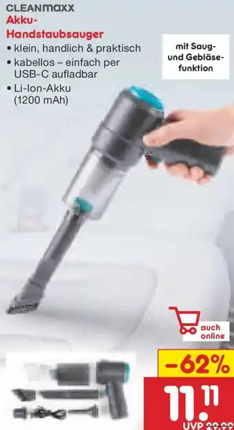 Netto Marken-Discount CLEANmaxx AkkuHandstaubsauger Handstaubsauger Angebot