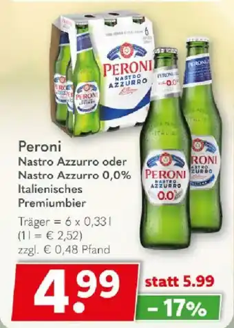 Getränkeland Peroni Nastro Azzurro oder Nastro Azzurro 0,0% Italienisches Premiumbier Angebot