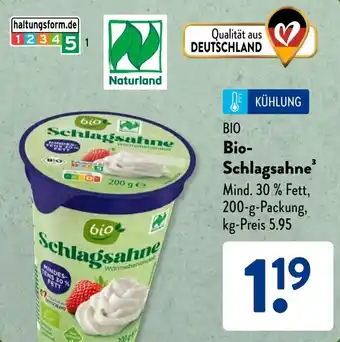 Aldi Süd BIO Bio- Schlagsahne Angebot