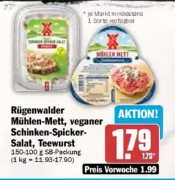 AEZ Rügenwalder Mühlen-Mett, veganer Schinken-Spicker- Salat, Teewurst Angebot