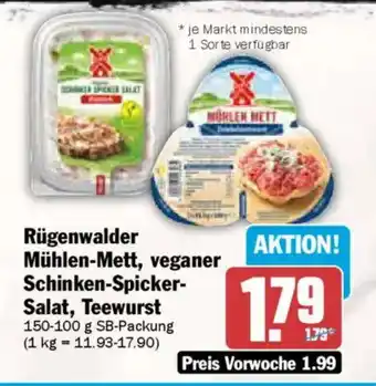 AEZ Rügenwalder Mühlen-Mett, veganer Schinken-Spicker- Salat, Teewurst Angebot