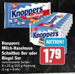 AEZ Knoppers Milch-Haselnuss Schnitten 8er oder Riegel 5er Angebot