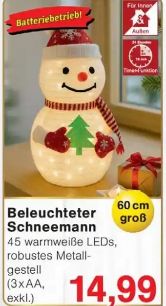 Wiglo Wunderland Beleuchteter Schneemann Angebot