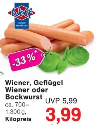 Wiglo Wunderland Wiener, Geflügel Wiener oder Bockwurst Angebot
