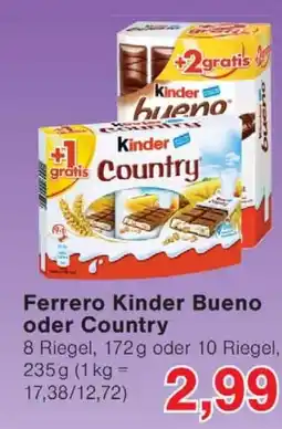 Wiglo Wunderland Ferrero Kinder Bueno oder Country Angebot