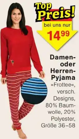 Wiglo Wunderland Damen oder Herren Pyjama Angebot
