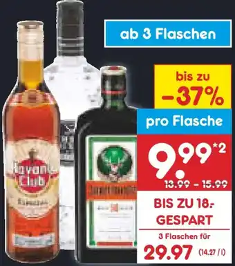 Netto Marken-Discount Three Sixty Vodka, Havana Club 3 Años oder Especial, Jim Beam oder Jägermeister Kräuterlikör Angebot
