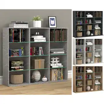 Netto Marken-Discount VCM Holz CD DVD Standregal Bücherregal Raumteiler Deko Regal Glas Zilas L Angebot