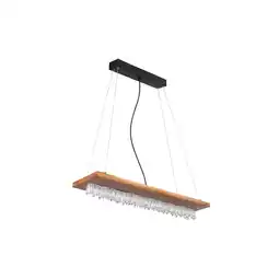 Netto Marken-Discount LED Hängeleuchte, Holz, Kristalldeko, schwarz, braun, H 145 cm Angebot
