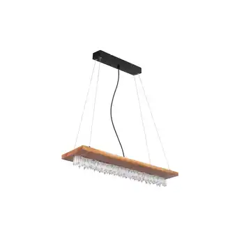 Netto Marken-Discount LED Hängeleuchte, Holz, Kristalldeko, schwarz, braun, H 145 cm Angebot