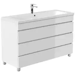 Netto Marken-Discount Stand Badmöbel Fellini 120 weiss hochglanz mit drei grifflosen Schubladen Angebot