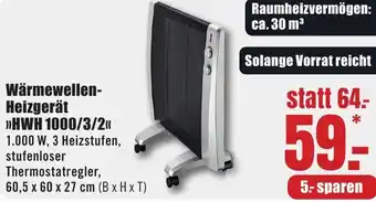 B1 Discount Baumarkt Wärmewellen Heizgerät HWH 1000/3/2 Angebot