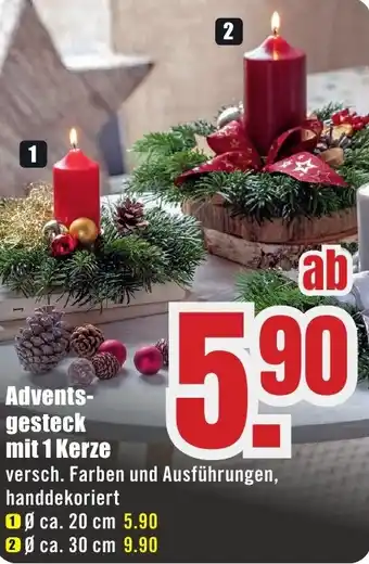 B1 Discount Baumarkt Adventsgesteck mit 1 Kerze Angebot