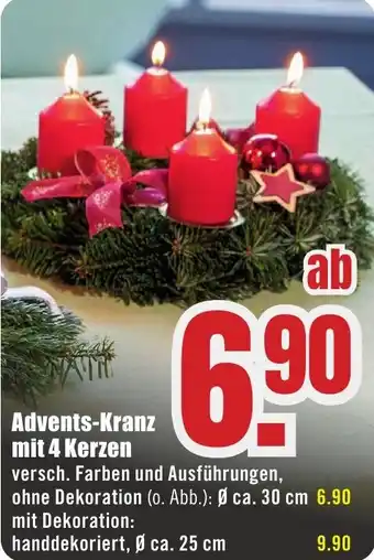 B1 Discount Baumarkt Advents-Kranz mit 4 Kerzen Angebot