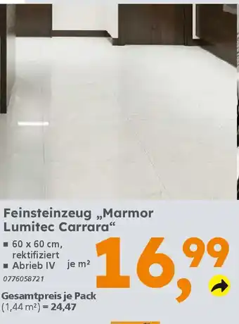 Globus Baumarkt Feinsteinzeug,,Marmor Lumitec Carrara❝ Angebot