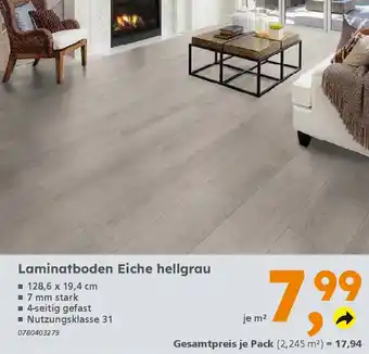 Globus Baumarkt Laminatboden Eiche hellgrau Angebot
