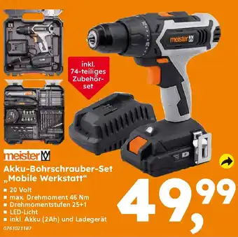 Globus Baumarkt meister M Akku-Bohrschrauber-Set ,,Mobile Werkstatt" Angebot
