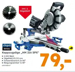 Globus Baumarkt scheppach Kappzugsäge „,HM 216 SPX" Angebot