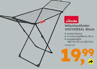 Globus Baumarkt vileda Wäscheständer UNIVERSAL Black Angebot