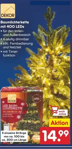 Netto Marken-Discount Dekor LED Baumlichterkette Angebot