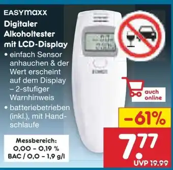 Netto Marken-Discount easy! MAXX Digitaler Alkoholtester Angebot