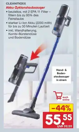 Netto Marken-Discount Clean Maxx Akku-Zyklon-Staubsauger Angebot