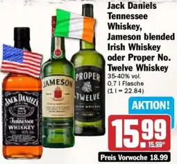AEZ Jack Daniels Tennessee Whiskey, Jameson blended Irish Whiskey oder Proper No. Twelve Whiskey Angebot