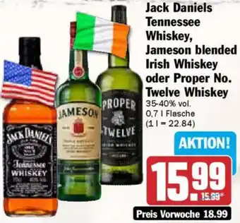 AEZ Jack Daniels Tennessee Whiskey, Jameson blended Irish Whiskey oder Proper No. Twelve Whiskey Angebot
