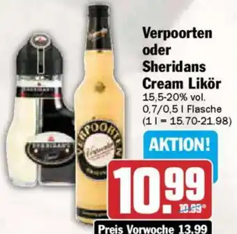AEZ Verpoorten oder Sheridans Cream Likör Angebot