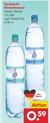 Netto Marken-Discount Spreequell Mineralwasser Angebot
