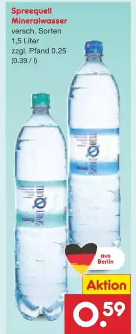 Netto Marken-Discount Spreequell Mineralwasser Angebot