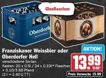 AEZ Franziskaner Weissbier oder Oberdorfer Hell Angebot