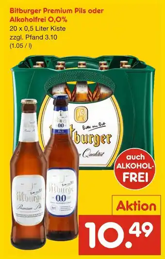 Netto Marken-Discount Bitburger premium pils oder alkoholfrei 0,0% Angebot