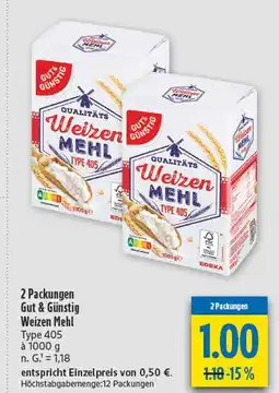 diska Gut & günstig weizen mehl type 405 Angebot
