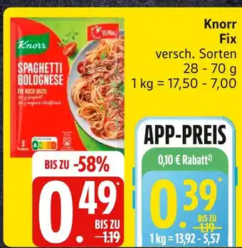 Edeka Knorr fix spaghetti bolognese Angebot