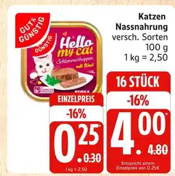 Marktkauf Edeka hello my cat schlemmerhappen mit rind Angebot