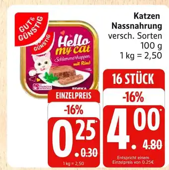 Marktkauf Edeka hello my cat schlemmerhappen mit rind Angebot