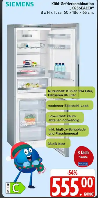 Marktkauf Siemens kühl-gefrierkombination kg36ealca Angebot