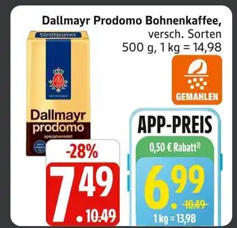 Marktkauf Dallmayr prodomo bohnenkaffee Angebot