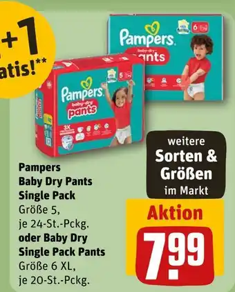 REWE Pampers baby dry pants single pack größe 5 Angebot