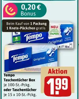 REWE Tempo taschentücher box oder taschentücher Angebot