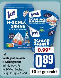 REWE Ja! schlagsahne Angebot